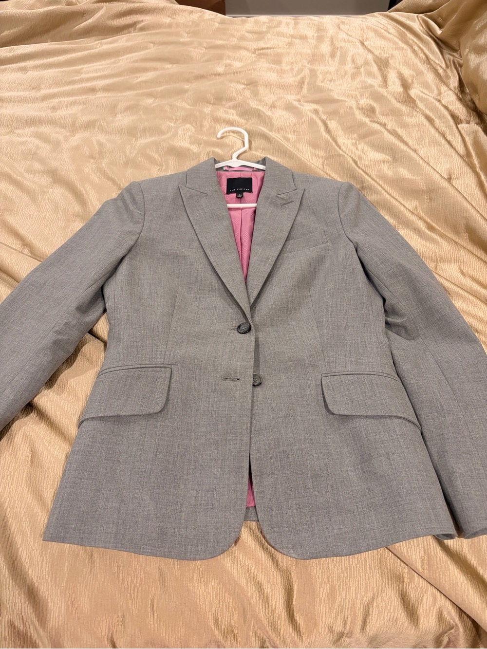 The Limited Gray Blazer with Pink Lining